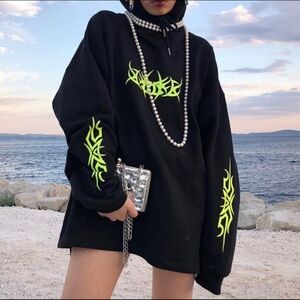 Black & Neon Cyber Sigil Hoodie